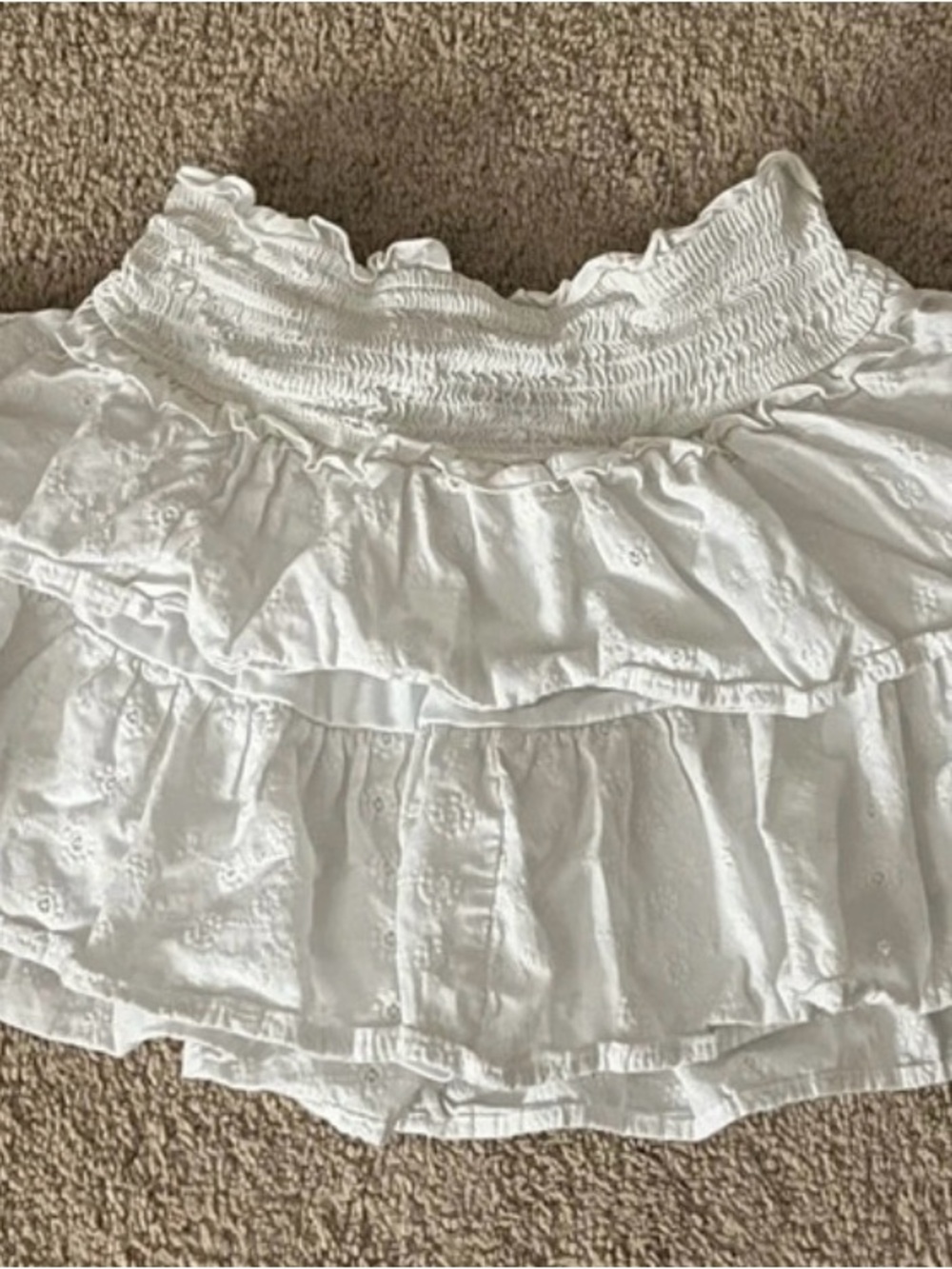 wild fable White Tiered Eyelet Smocked Mini Skirt